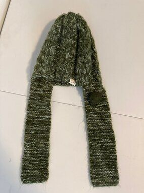 Coal Olive Knit Winter Hood One Size EUC